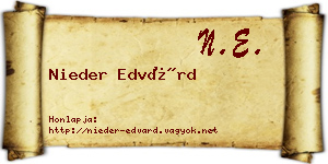 Nieder Edvárd névjegykártya